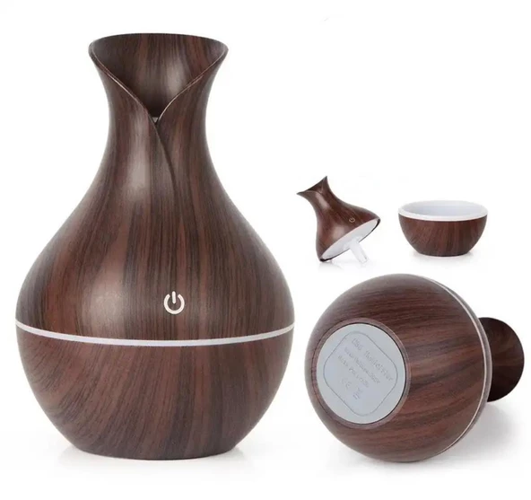 Hava Nemlendirici Buhar Makinesi Ve Aroma Difüzörü 130 ml Mini Ahşap Görünümlü - 2