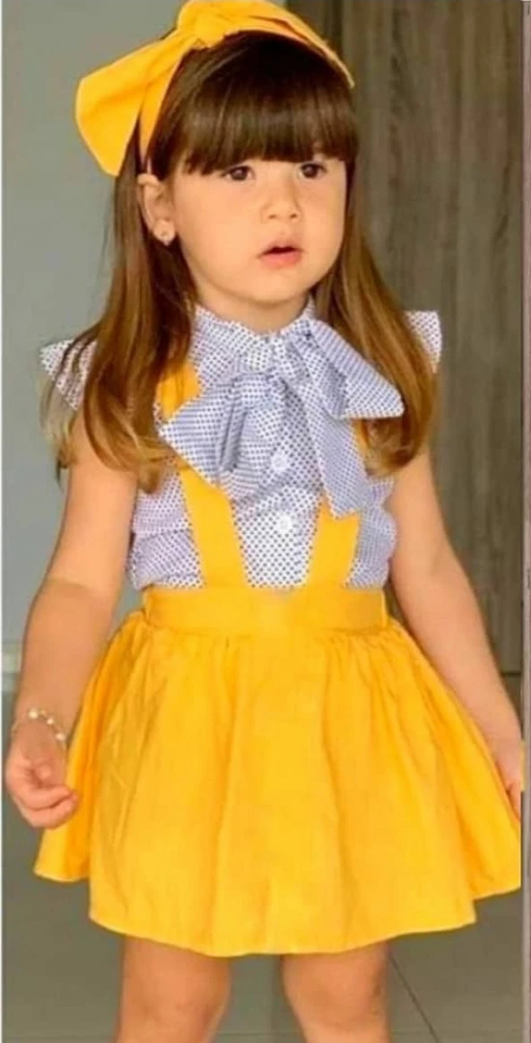 MODAVALS DOKUMA SLOPET POPLIN GÖMLEK & BANDANALI KIZ ÇOCUK SLOPET KOMBİN - 3