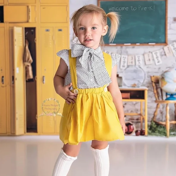 MODAVALS DOKUMA SLOPET POPLIN GÖMLEK & BANDANALI KIZ ÇOCUK SLOPET KOMBİN - 4