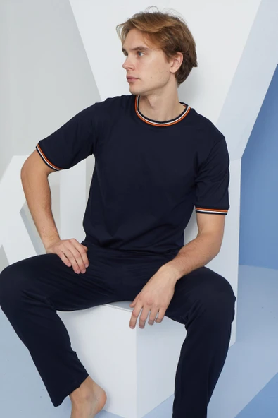 Kly 2090 Erkek Kısa Kol Bantlı Pijama Takım ürün görseli 1