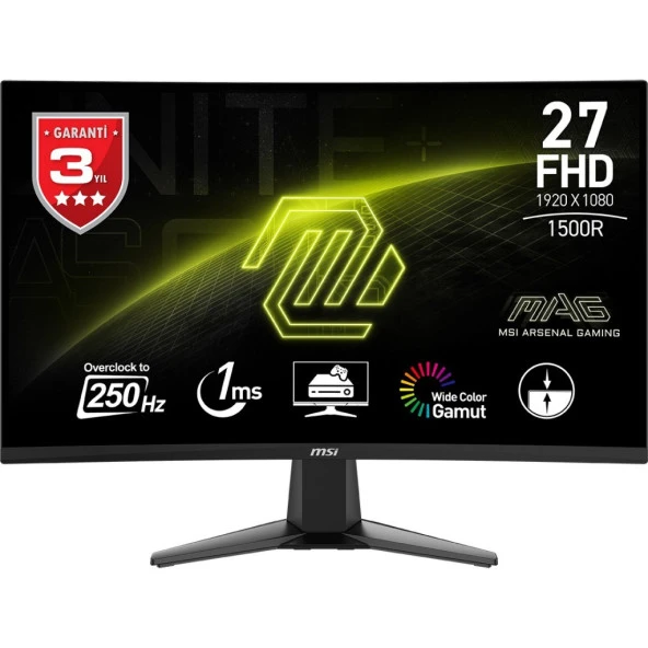 MSI 27 MAG 27C6X 1920x1080 FHD 16:9 CURVE 1500R VA 250HZOC 1MS ADAPTIVE-SYNC GAMING MONITOR ürün görseli