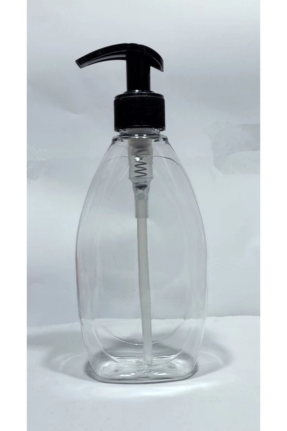 100 Adet 400 Ml Sıvı Sabunluk Siyah Pompalı Yassı Model Boş Şişe - Resim 2