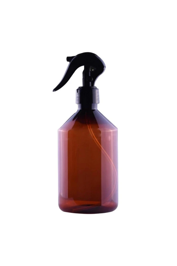 100 Adet - 500ml Pet Kahverengi Boş Plastik Şişe, Siyah Mini Sprey Başlıklı