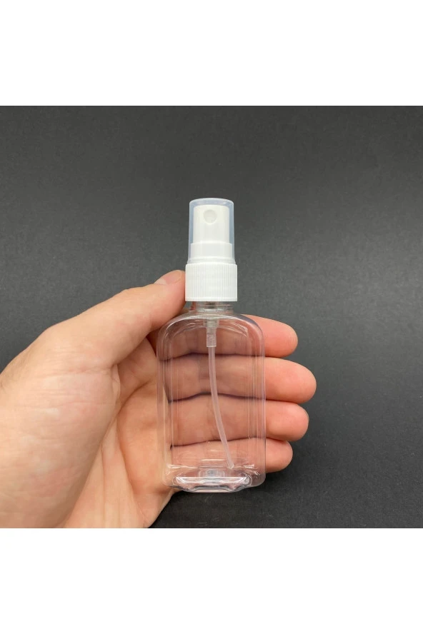 50 Cc Yassı Plastik Şişe - Beyaz Spreyli - 50 Ml Spreyli Pet Şişe ( 25 Adet) - Resim 5