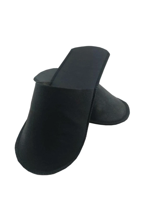 900 Çift Overloklu Siyah Tela Otel Terliği Tek Kullanımlık Kullan At ürün görseli