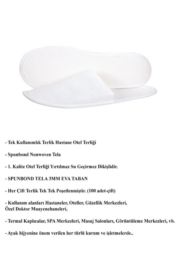 100 Adet Tek Kullanımlık Otel Terliği Çiftli Beyaz Çift Ambalajlı ürün görseli