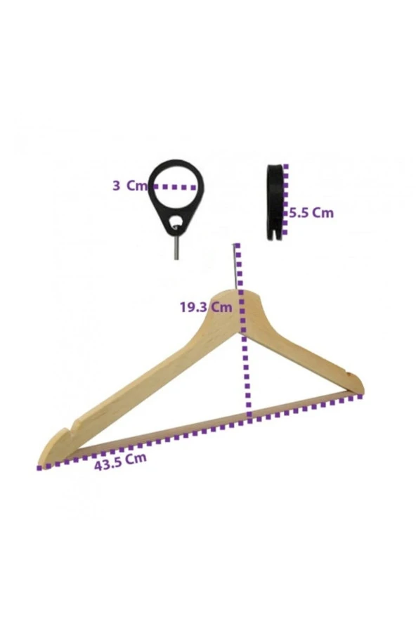 6 Adet Ahşap Askı Otel Tipi, Otel Askısı, Elbise Askısı, - 2