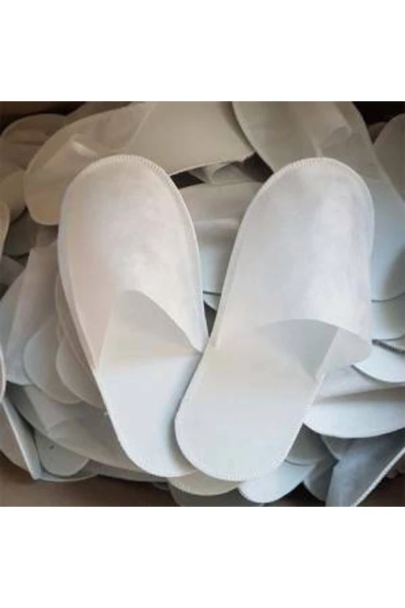 100 Çift Otel Terliği Overloklu (tek Kullanımlık Tela Terlik) - 2