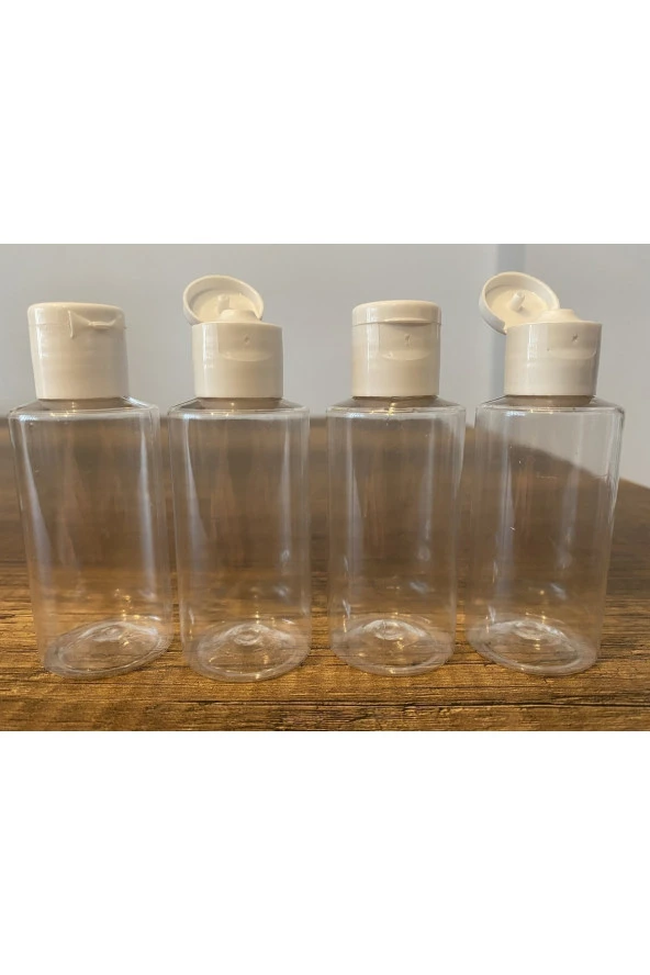 100 Adet 50 ml Şeffaf Plastik Şişe + Flip Top Kapak Dezenfektan Şişesi  Açmalı Kapak - Resim 2