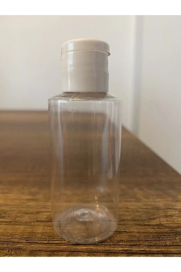 100 Adet 50 ml Şeffaf Plastik Şişe + Flip Top Kapak Dezenfektan Şişesi  Açmalı Kapak - Resim 3