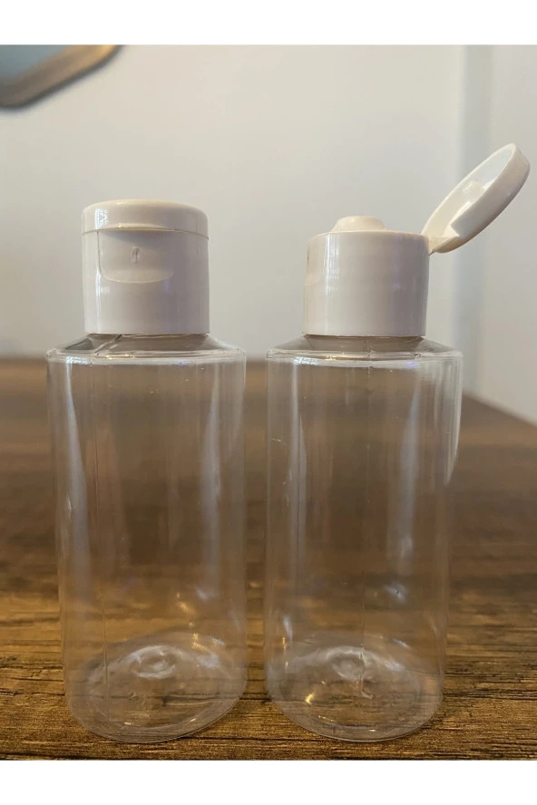 100 Adet 50 ml Şeffaf Plastik Şişe + Flip Top Kapak Dezenfektan Şişesi  Açmalı Kapak - Resim 4