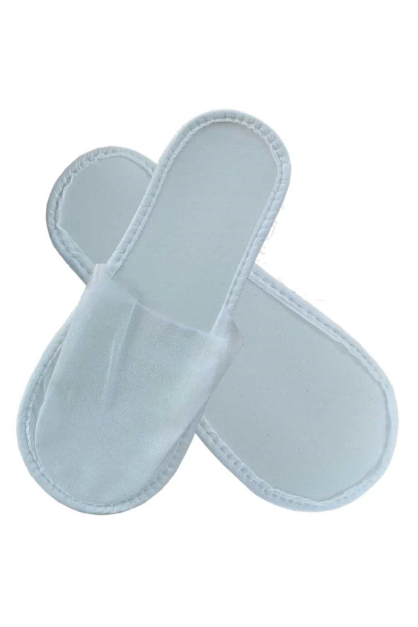 50 Çift Çevre Biyeli Beyaz Tela Otel Terliği Tek Kullanımlık Kullan At ürün görseli