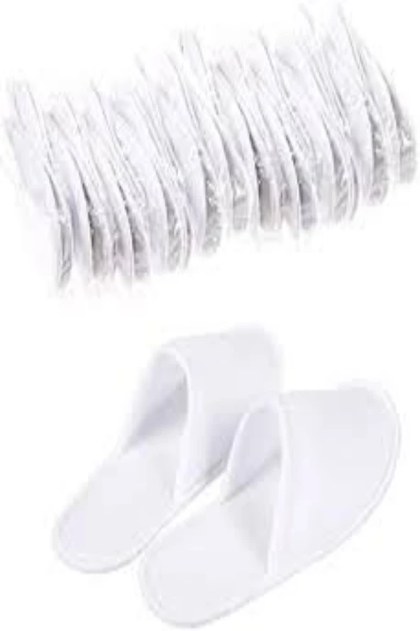 Kaymaz Taban Biyeli Beyaz Tela Terlik - Tek Kullanımlık Kullan At ürün görseli 1