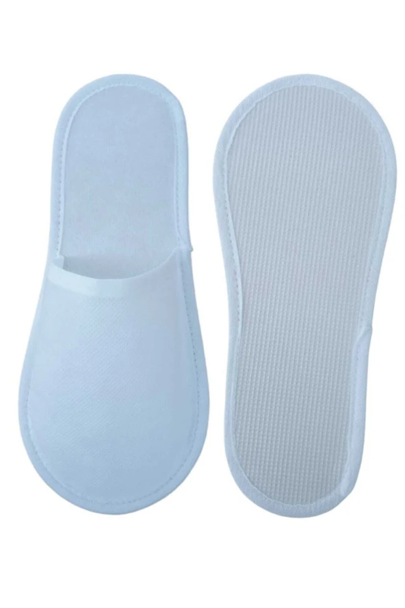 Unisex Beyaz 100 Çift Tek Kullanımlık Biyeli Tela Terlik - Resim 5