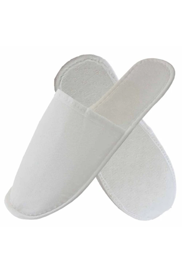 1000 Çift Kaymaz Taban Lüks Elyaf Alt Sünger Takviyeli Beyaz Otel Terliği Tek Kullanımlık Kullan ürün görseli