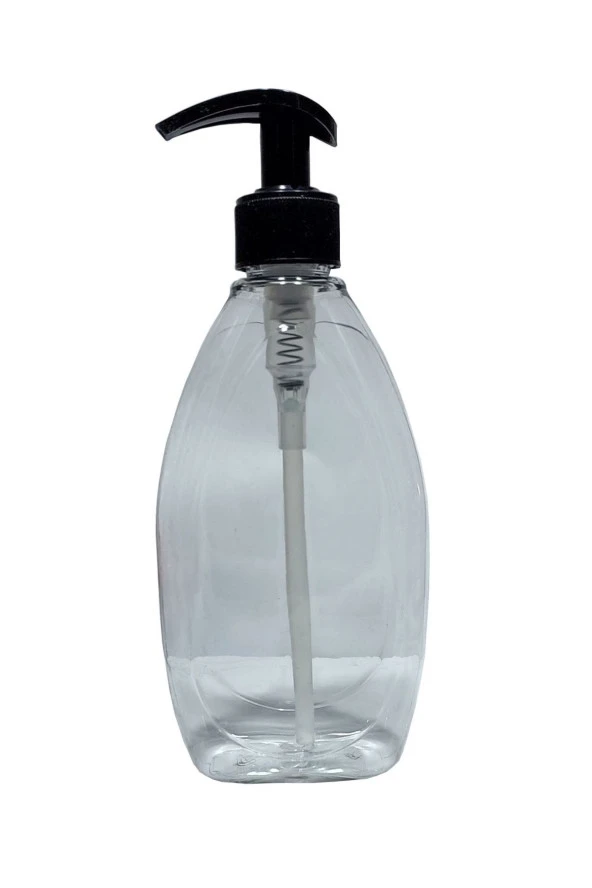 1 Adet 400 Ml Sıvı Sabunluk Siyah Pompalı Yassı Model Boş Şişe - 1