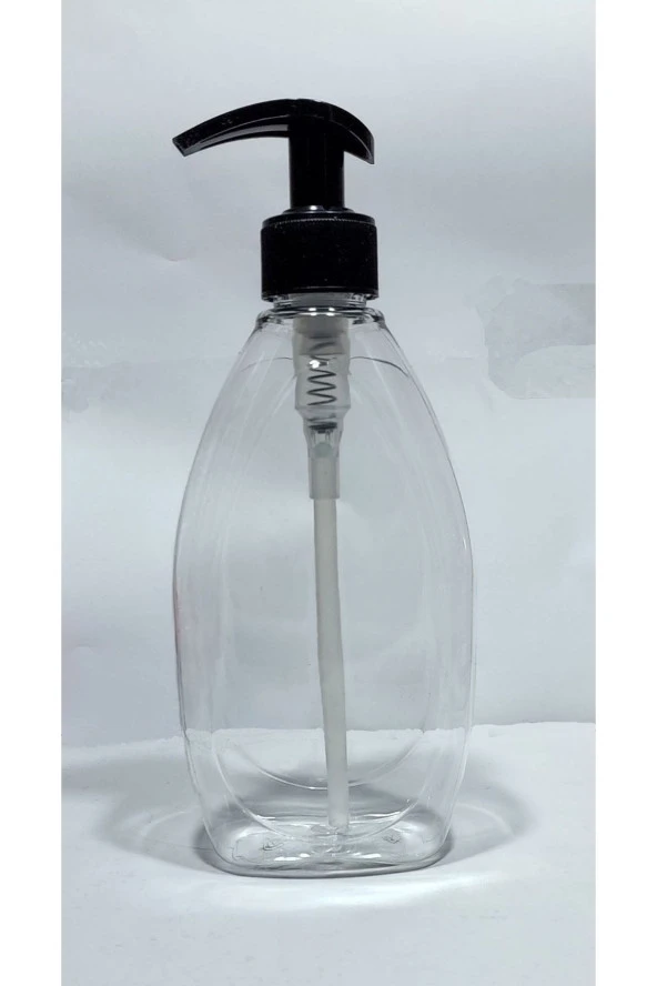 1 Adet 400 Ml Sıvı Sabunluk Siyah Pompalı Yassı Model Boş Şişe - 2