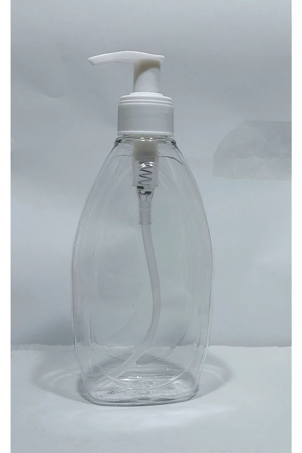 10 Adet 400 Ml Sıvı Sabunluk Beyaz Pompalı Yassı Model Boş Şişe - 2
