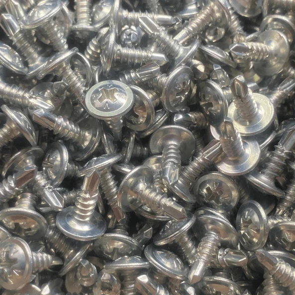 Rysb 4,8x32 mm 100 Adet Beyaz Pul Başlı Matkap Uçlu Vida Otomatik Vida
