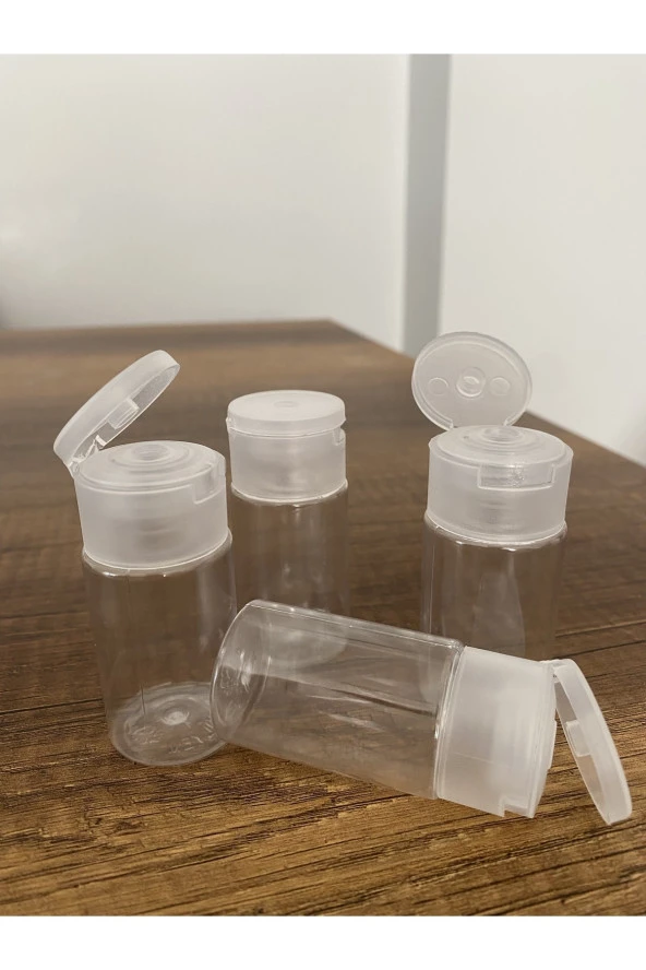 100 Adet 30 Ml Şeffaf Plastik Şişe + Flip Top Kapak Dezenfektan Şişesi, Açmalı Kapak - Resim 2