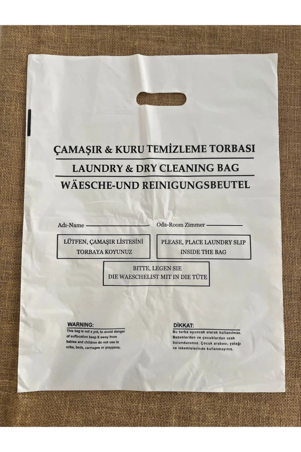 Otel Tipi Kirli Çamaşır Poşeti Laundry Bag 250 Adet