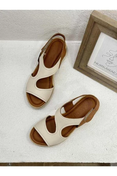 VENÜS 2409901Y DOLGU TOPUK CIRTLI DERİ KADIN SANDALET - 8