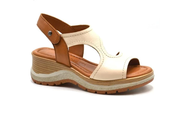 VENÜS 2409901Y DOLGU TOPUK CIRTLI DERİ KADIN SANDALET - 3