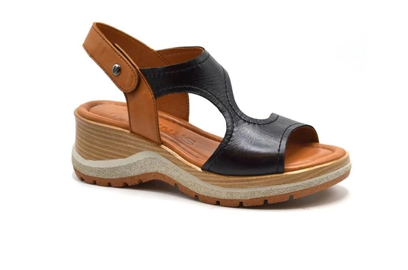 VENÜS 2409901Y DOLGU TOPUK CIRTLI DERİ KADIN SANDALET - 6