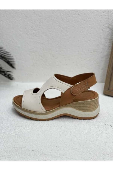 VENÜS 2409901Y DOLGU TOPUK CIRTLI DERİ KADIN SANDALET - 7