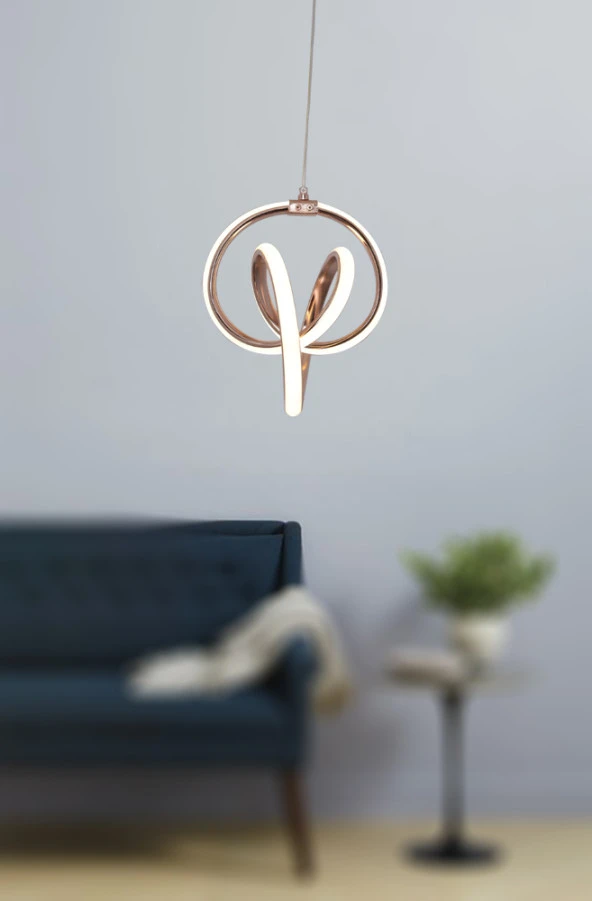 TT Aydınlatma TT317-FSR  Stilla Modeli Fransız Sarısı Kaplama Led Avize - Resim 2