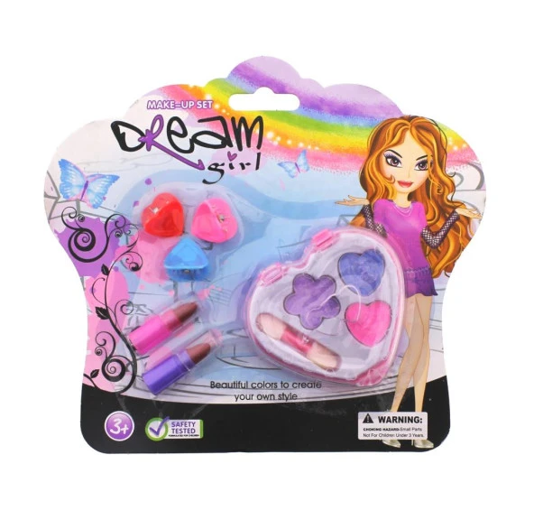 Kalp Tokalı Kalp Kutu Mini Makyaj Seti