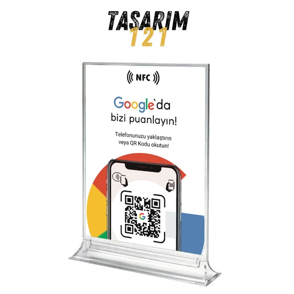 Masa Üstü NFC ve QR Kodlu Google Yorum ve Puanlama Standı Föylük TASARIM 121