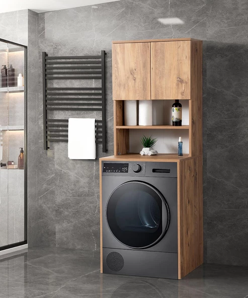 Kapaklı Raflı Çamaşır Makinesi Dolabı 65x58x183cm - 3