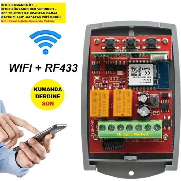 Kumanda Modülü Dünyanın Her Yerinden Cep Telefon Ile Garaj Kapısını Açıp Kapatan Wifi Modül