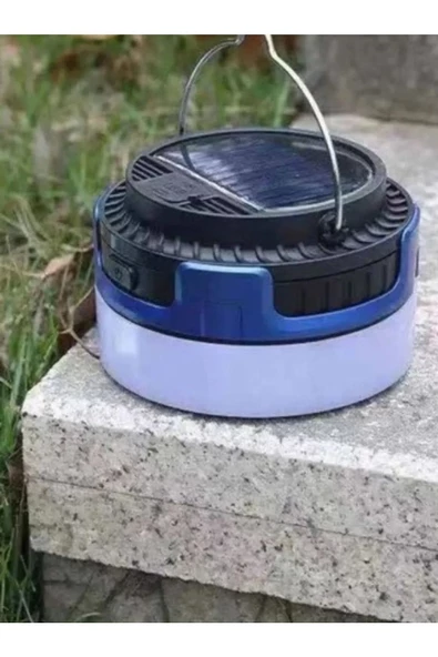 5 Modlu Solar Güneş Panelli Powerbank Usb Kamp Çadır Lambası Led Şarjlı Işıldak El Feneri - 6