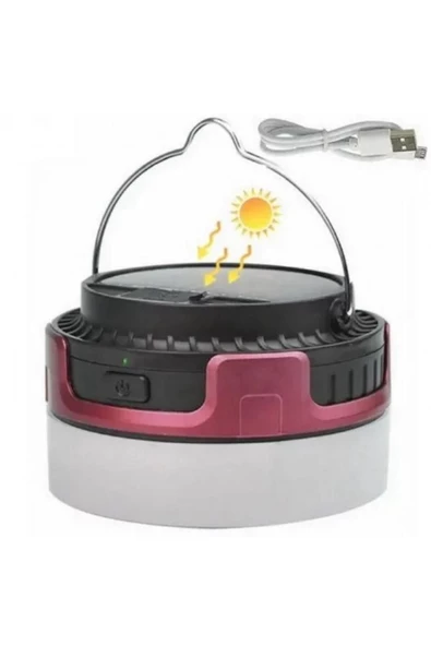 5 Modlu Solar Güneş Panelli Powerbank Usb Kamp Çadır Lambası Led Şarjlı Işıldak El Feneri - 2