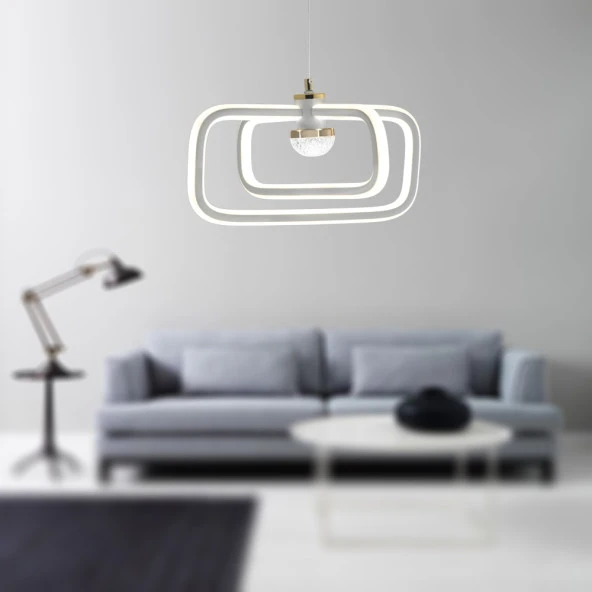 TT Aydınlatma TT321-BY  Nazar Modeli Mat Beyaz 3 Renk Modüllü Ledli Avize - Resim 3