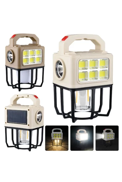 Güneş Enerjisi Kamp Işıkları Şarj Edilebilir Kamp Işığı Çok Fonksiyonlu Taşınabilir Lamba - 6