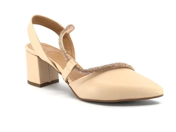 Feles 355 Şerit Taş Detaylı Kadın Topuklu Ayakkabı - Resim 5