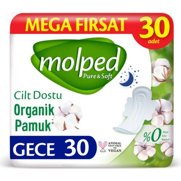 Molped Pure&Soft Hijyenik Ped Mega Gece 30'lu ürün görseli 1