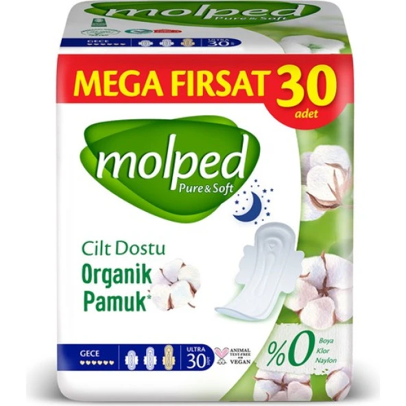 Molped Pure&Soft Hijyenik Ped Mega Gece 30'lu - Resim 2