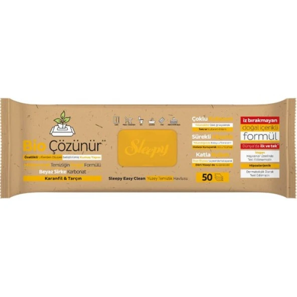 Sleepy Easy Clean Bio Çözünür Karanfil ve Tarçın Yüzey Temizlik Havlusu 50 Yaprak - 3