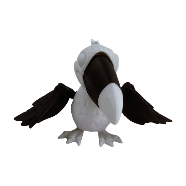 3D Hareketli Tukan Kuşu Figürlü Oyuncak - Siyah/Beyaz - Resim 2