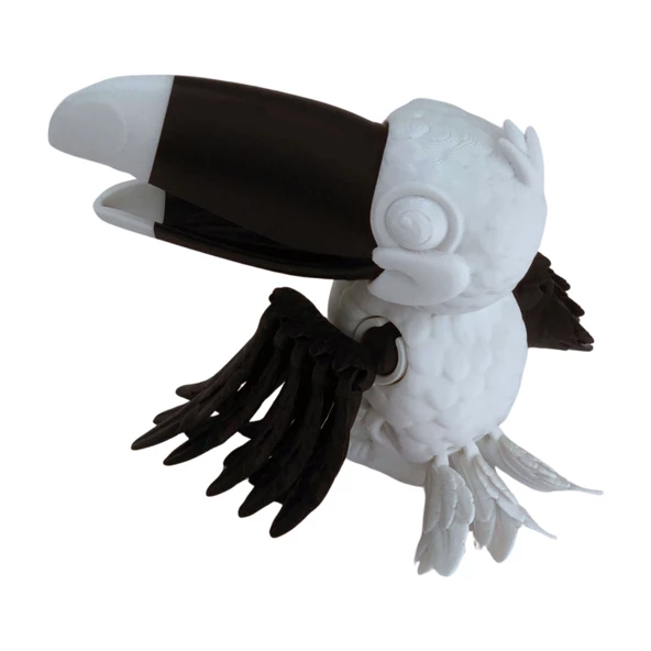 3D Hareketli Tukan Kuşu Figürlü Oyuncak - Siyah/Beyaz - Resim 7