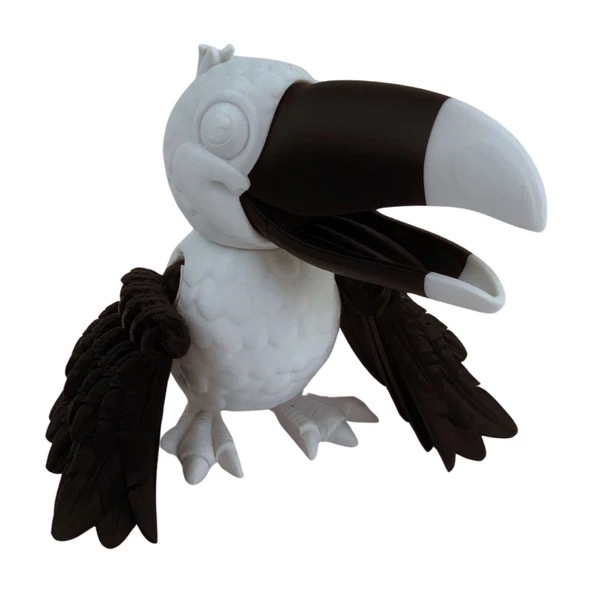 3D Hareketli Tukan Kuşu Figürlü Oyuncak - Siyah/Beyaz - Resim 4