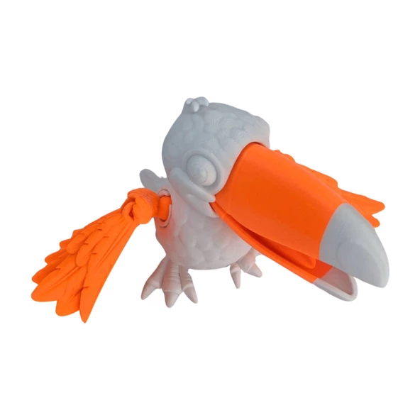 3D Hareketli Tukan Kuşu Figürlü Oyuncak - Turuncu/Beyaz - Resim 6