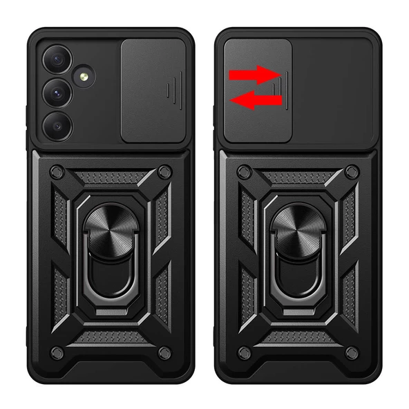 Samsung Galaxy A55 Tank Kılıf Magnetik Standlı Kamera Korumalı Sürgülü Vega Kapak - Resim 4