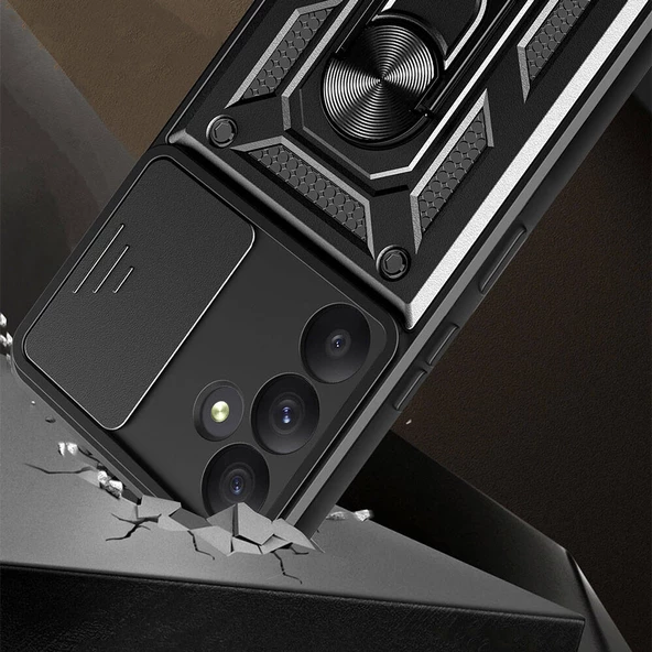 Samsung Galaxy A55 Tank Kılıf Magnetik Standlı Kamera Korumalı Sürgülü Vega Kapak - Resim 9