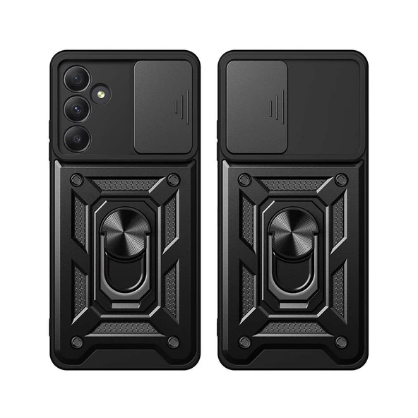 Samsung Galaxy A35 Tank Kılıf Magnetik Standlı Kamera Korumalı Sürgülü Vega Kapak - Resim 9