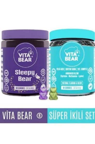 Vita Bear Sleepy Bear 60 Gummy & Strong Hair 60 Gummy